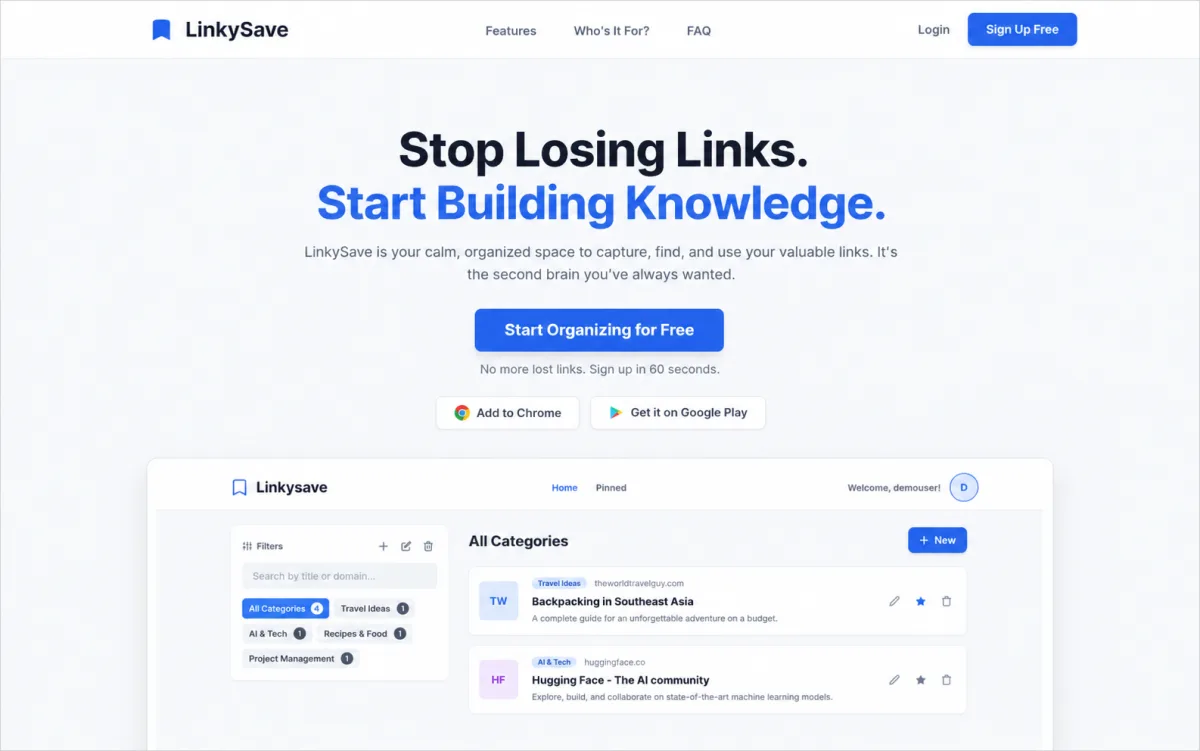 LinkySave : Bookmark Manager